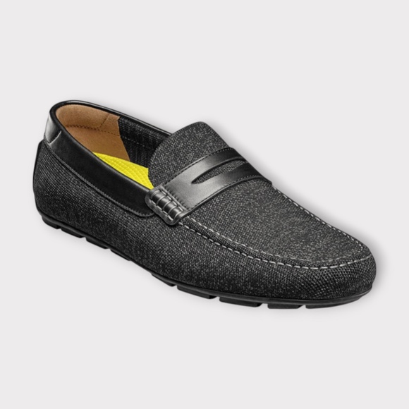 Mens Florsheim Motor Knit Moc Toe Penny Driver, Black. 13418 001